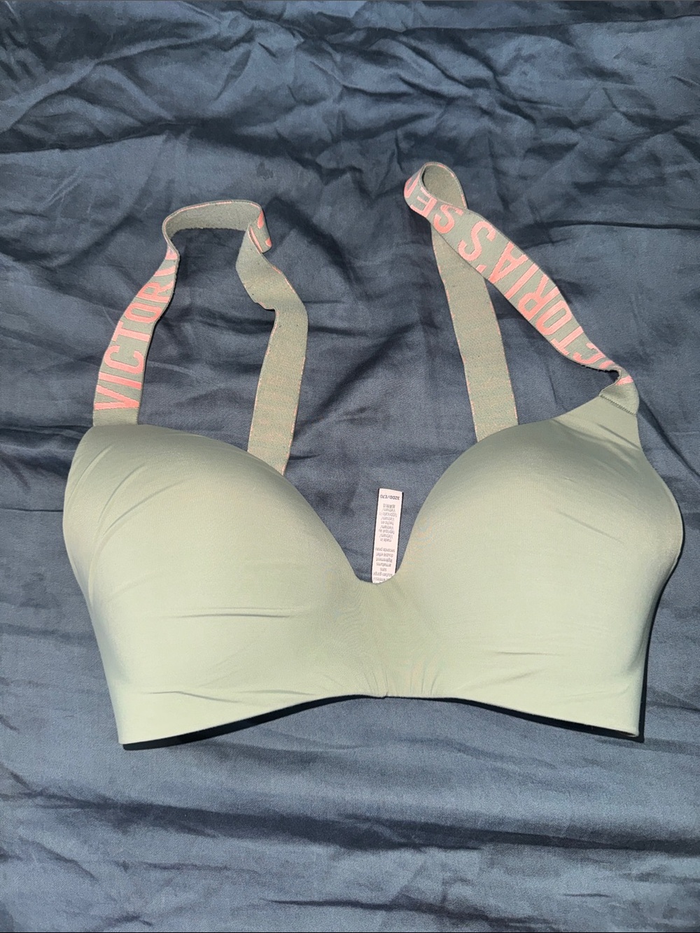 Victoria's Secret Mint Green T-Shirt Bra with Pink Logo Straps